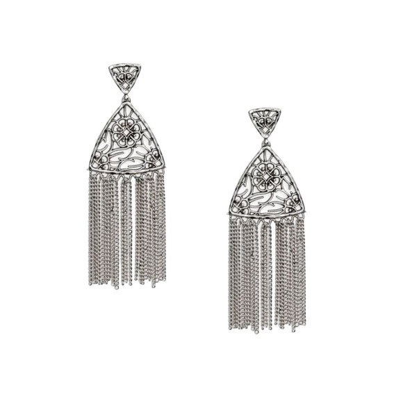 NWT! Kendra Scott Ana Statement Drop Earrings in Silver - Picture 2 of 5
